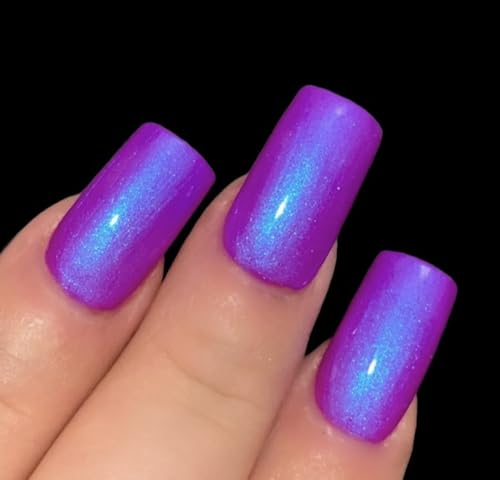 Glow 2 The Top- Neon Purple Blue NEON Glow Pop Collection MultiColor Shifting: Mylar Oil Slick Nail Polish - Image 2