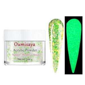 Glow in the dark Glitter Nail Acrylic Powder Green Color 1OZ (APG020)