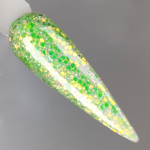 Glow in the dark Glitter Nail Acrylic Powder Green Color 1OZ (APG020) - Image 4