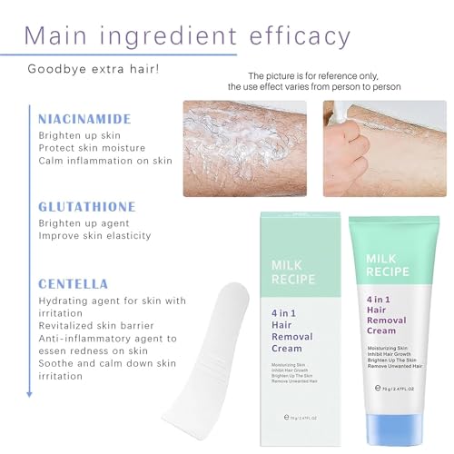 Glowcode 4 In 1 Hair Removal Cream, Milk Recipe Glowcode 4 In 1 Hair Removal, 2024 New Glow Code 4 In 1 Hair Removal Cream, Body Hair Removal Cream For Women, Moisturize, Brighten (1pc) - Image 6