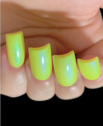Glowing Wild - Neon Yellow Blue Green NEON Glow Pop Collection Multi-Color Shifting: Mylar Oil Slick Nail Polish
