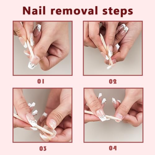 Glue Fake Press on Nails Short - Press on Nails for Women, Short Fake Nails Stick Glue on Nails Coffin, Burgundy Classy Acrylic Artificial Nail Gift for Women/Adult Party-Radiant Bijoux(M) - Image 7