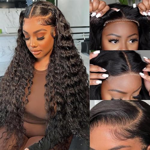 18 Inch Glueless Deep Wave Human Hair Lace Front Wig Pre Plucked Ready to Wear