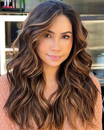 Glueless Ombre Blonde Human Hair 13x6 HD Lace Front Wigs for Women 14 Inch Two Tone 1B/33 Highlight Brown 30# Color Body Wave Human Hair Wigs with Baby Hair Middle Parting