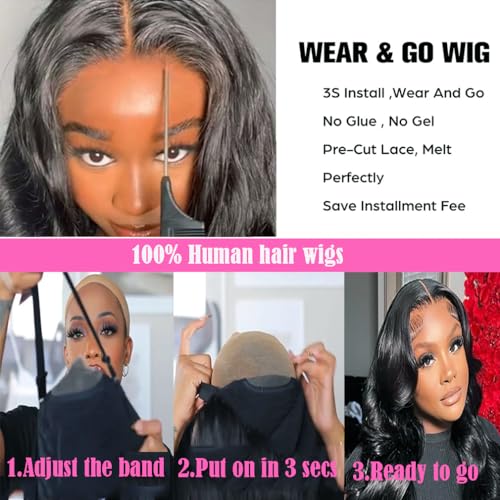 Glueless Wigs Human Hair Pre Plucked Pre Cut 6x4 Body Wave Lace Front Wigs Human Hair 12A 200 Density Ready To Go Wigs 6x4 HD Lace Pre Cut Wigs 30 Inch - Image 4