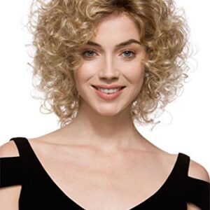 GNIMEGIL Short Curly Synthetic Brown Ombre Blonde Afro Kinky Wig for Black Women 6-inch