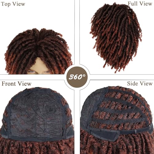 GNIMEGIL Men's Ombre Auburn Short Curly Synthetic Braided Wig for Daily Wear - Image 5