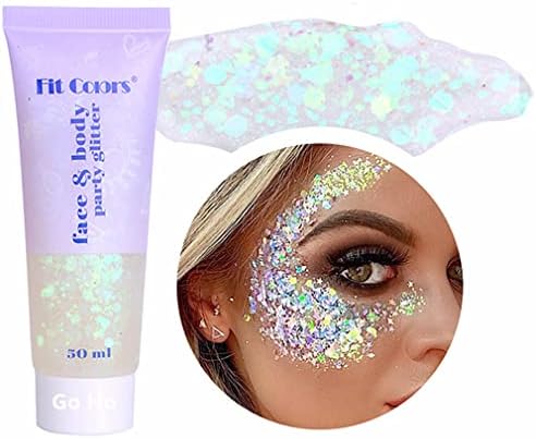 Go Ho 50g White Body Glitter Gel for Festival and Rave Makeup