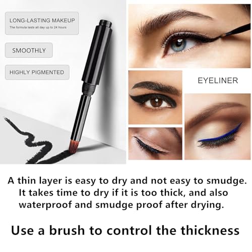 Go Ho Waterproof Gel Eyeliner Pot,Smudge proof &Long Lasting Black Eyeliner,High Pigment Smooth Cream Eyeliner Gel with Brush,Easy to Apply Eyebrow Gel Pot,1#Dark Black - Image 6