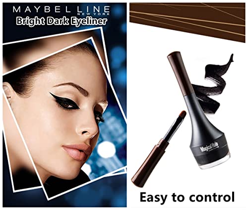Go Ho Waterproof Gel Eyeliner Pot,Smudge proof &Long Lasting Black Eyeliner,High Pigment Smooth Cream Eyeliner Gel with Brush,Easy to Apply Eyebrow Gel Pot,1#Dark Black - Image 2
