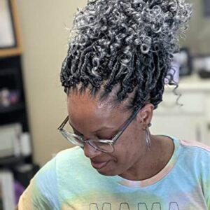Goddess Faux Locs Crochet Hair for Black Women -14 Inch 6 Packs 144 Strands Ombre Black to Gray and Silver,Pre Looped Synthetic Hair Extensions(14"-6 Packs,T1B/Gray/Silver)