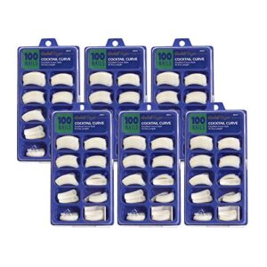 Gold Finger 100 Acrylic Plain Nails (6 PACK, Cocktail Curve)
