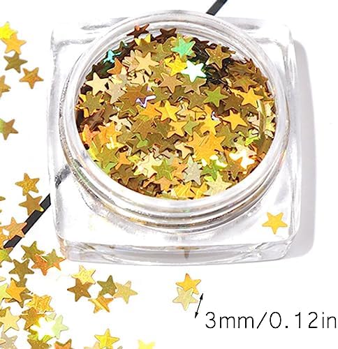 Gold Holographic Nail Glitter Sequins Stickers Decals Decoration 12 Sheets - Image 2