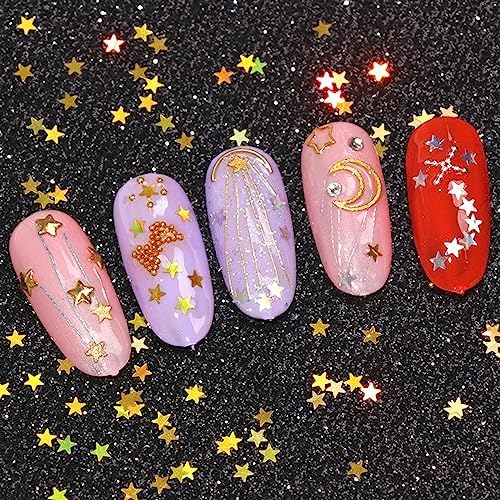 Gold Holographic Nail Glitter Sequins Stickers Decals Decoration 12 Sheets - Image 3