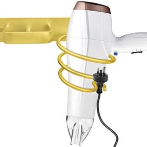 Gold Wall Mounted Hair Dryer Holder Organizer for Bathroom Bedroom Styling Tools