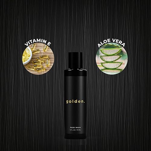 Golden Grooming Co. Men Face Wash with Aloe Vera & Vitamin E - Facial Cleanser for Men - Organic & Nature-Based - Ideal for Sensitive and Oily Skin - Rich Foaming Daily Cleanser - 4 oz. - Image 4