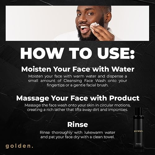 Golden Grooming Co. Men Face Wash with Aloe Vera & Vitamin E - Facial Cleanser for Men - Organic & Nature-Based - Ideal for Sensitive and Oily Skin - Rich Foaming Daily Cleanser - 4 oz. - Image 3