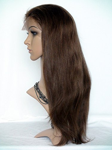 Good Quanlity 10" Black Front Lace Wig Invisible Part Mongolian Virgin Remy Human Hair Natural Straight Color #4 Light Brown - Image 2