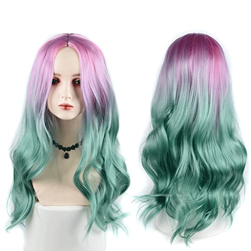 Gradient Color Cosplay Wig High Temperature Silk Full Head Set Women's