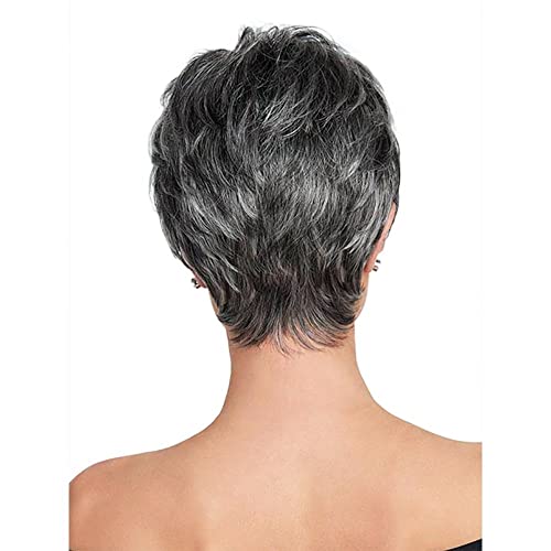 Gray Wigs for Women, Undeformed Black and white Gradient Short Wig Natural Appearance Gray Pixie Cut Wigs Suitable for Middle-aged and Older Women's Daily Use Wigs Costume Cosplay Wigs - Image 4