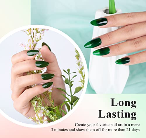 Green Gel Nail Polish Set - 6 Colors 3 IN 1 One Step Gel Polish Kit Misty Gray Dark Green Gel Polish Kit Soak Off LED Nail Lamp Gel Nail Kit DIY Home Halloween Christmas Nails Manicure Gifts for Women - Image 3