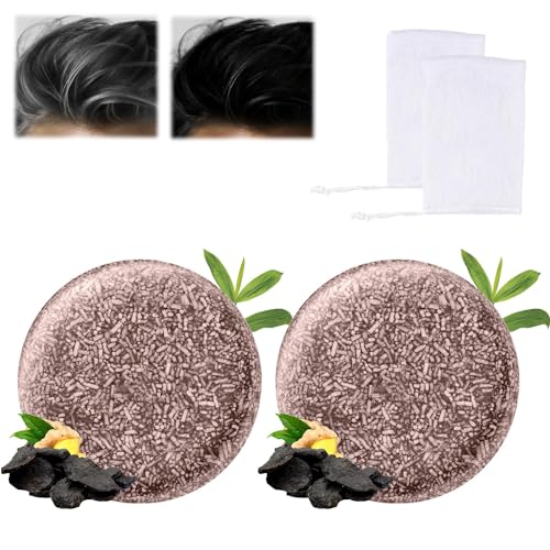 Grey Hair Coverage Shampoo Soap 2Pcs, Shouwu Darkening Shampoo Bar for Gray Hair, Natural Blackening Hair Soap for Hair Hydrating & Moisturizing(Polygonum Multiflorum for Grey Hair)