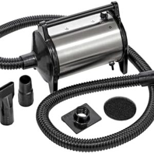 GustyAir Pro Dog Blow Dryer - Professional, Commercial Grade Force Dryer for Groomers - Stainless Steel, Quiet, High Velocity Air Dryer, Hose Attachments, Variable, No Heating Element - USA Company