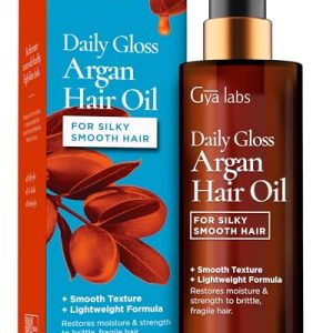 Gya Labs Daily Gloss Argan Hair Oil for Frizzy Hair - Premium Argan Oil for Damaged Hair & Frizz Control Dry Hair Oil - Color Protectant, Strengthens & Adds Sheen (3.4 fl oz)