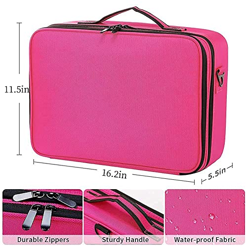Gzcz 16-Inch Professional Makeup Travel Case Large Capacity Adjustable Dividers - Image 3