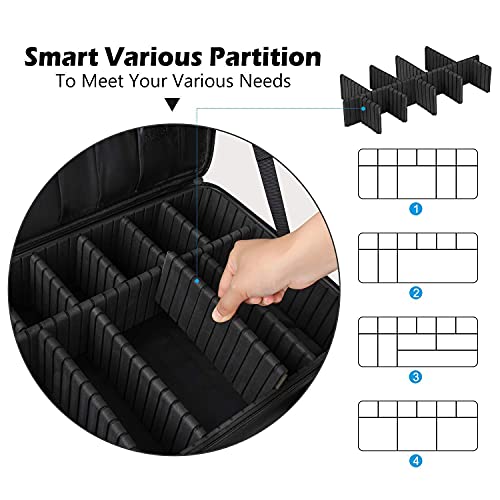 Gzcz 16-Inch Professional Makeup Travel Case Large Capacity Adjustable Dividers - Image 2