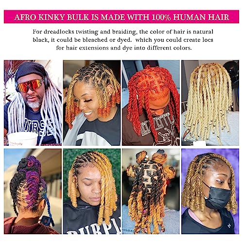 2 Pieces 30g Tight Afro Kinky Bulk Human Hair for Dreadlocks and Braids 8 Inch - Image 3