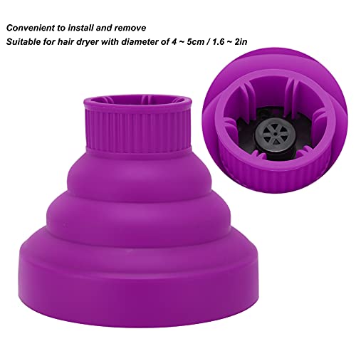 Hair Blow Dryer Diffuser, Universal Hair Dryer Diffuser Strong Toughness Convenient To Install Remove Expand Heat Area Uniform Wind for Home for Travelling(Purple) - Image 7