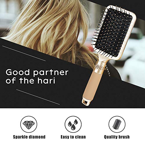 Hair Brush Detangles Instantly Removing Tangles, Knots, Fly Aways Exceptional Wig Brush For Hair Wraps & Weave Management Handmade Luxury Bling Crystal Paddle Brush Cute Rhinestone (White) - Image 7