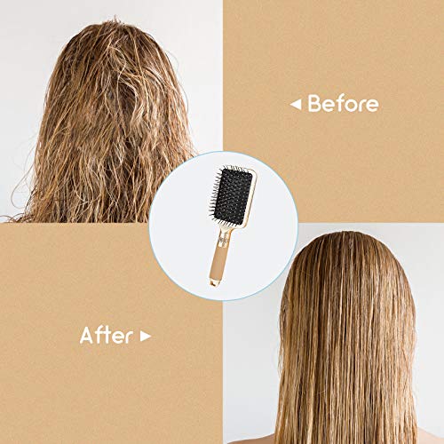 Hair Brush Detangles Instantly Removing Tangles, Knots, Fly Aways Exceptional Wig Brush For Hair Wraps & Weave Management Handmade Luxury Bling Crystal Paddle Brush Cute Rhinestone (White) - Image 6