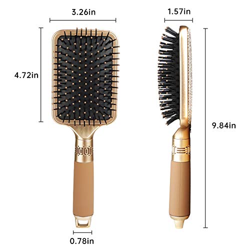 Hair Brush Detangles Instantly Removing Tangles, Knots, Fly Aways Exceptional Wig Brush For Hair Wraps & Weave Management Handmade Luxury Bling Crystal Paddle Brush Cute Rhinestone (White) - Image 4