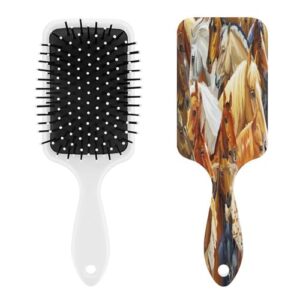 Hair Brush, for Colorful Realistic Wild Horses Anti-static Hair Comb with Air Cushion, Soft Bristles Scalp Massage Brush for Women, Wavy, Curly, Long, Thick or Dry Hair