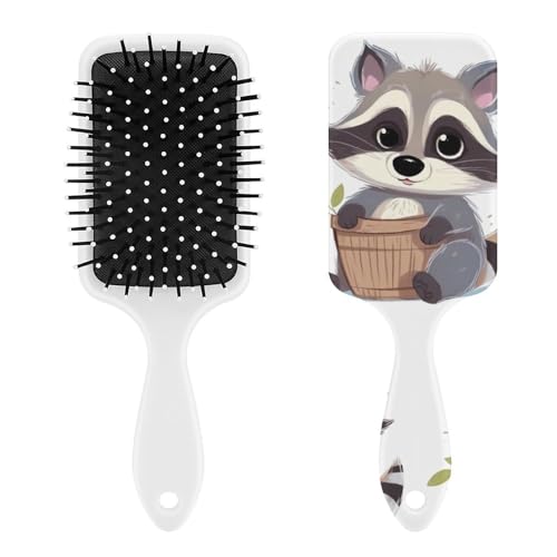 Hair Brush for Women Men Air Cushion Comb Portable Massager Hairdressing Brush Cute Raccoon Hair Brushes Travel Airbag Massage Combs for All Hair Types