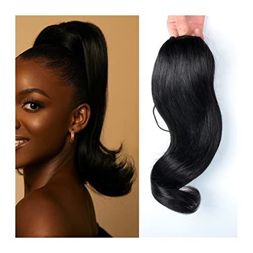 Hair Buns Hair Piece Ponytail Hair Extensions Brazilian Human Hair 12-18 Inch Tail Warped Ponytail Wig with Drawstring Ponytail Barrette Hair Accessories For Girls (Size : 18inch 150g)