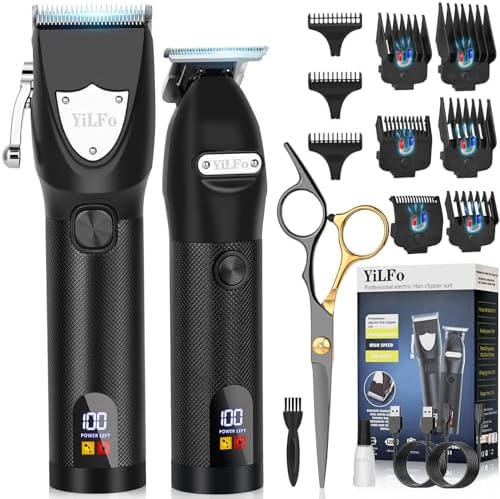 Hair Clippers for Men Professional- Beard Hair Trimmer, Cordless Barber Clippers Kit, LED Display Hair Cutting Kit, T Liners Edgers Clippers and Trimmers Grooming Set, Shaving Kit for Mens Gift
