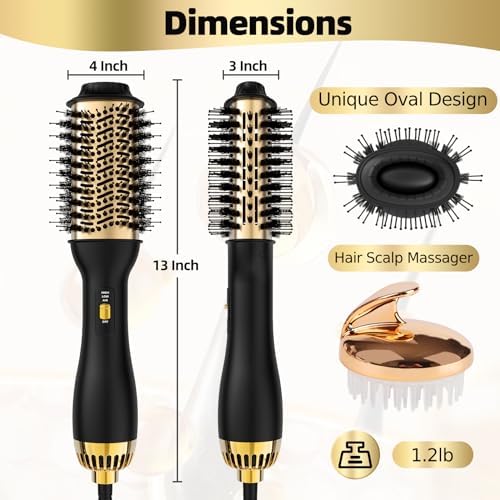 Hair Dryer Brush Blow Dryer Brush in One, 4-in-1 Hot Air Brush with Oval Barrel, Salon-Grade Hair Dryer Brush Blow Dryer for All Hair Types - Image 3