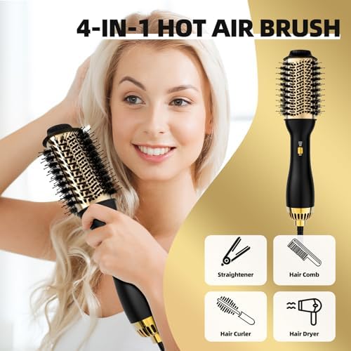 Hair Dryer Brush Blow Dryer Brush in One, 4-in-1 Hot Air Brush with Oval Barrel, Salon-Grade Hair Dryer Brush Blow Dryer for All Hair Types - Image 2