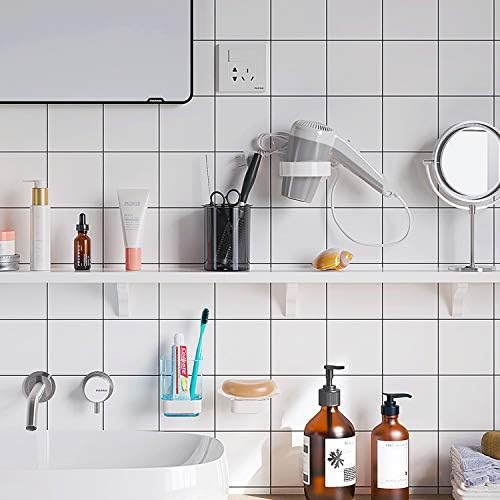 Hair Dryer Holder Wall Mounted, Bathroom Hair Dryer Holder, Self Adhesive Blow Dryer Holder Rack for Hair Dryer, Compatible with Most Hair Dryers (White, L 3.7”×W 2.1”×H 4.3”) - Image 5