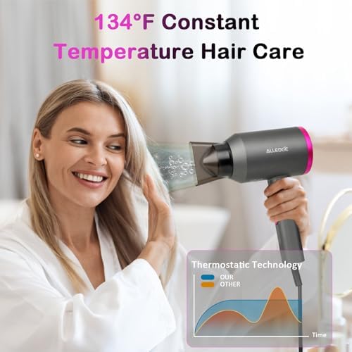 1850W Ionic Foldable Travel Hair Dryer with Diffuser for Thick Curly Hair - Image 5