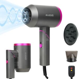 1850W Ionic Foldable Travel Hair Dryer with Diffuser for Thick Curly Hair