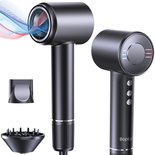 Hair Dryer with Diffuser, Professional Blow Dryer Ionic Hair Dryers for Women with Constant Temperature, High Speed Hairdryer with 4 Temps&3 Speeds Fast Dry, Lightweight&Quiet Hair Blow Dryer, Black