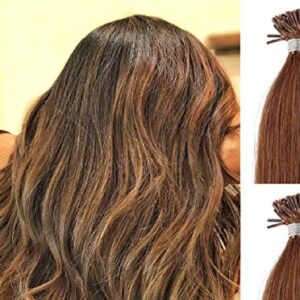 Hair Faux You 18 Inch Remy Straight I Tip Human Hair Extensions 100g 125 Strands Light Brown