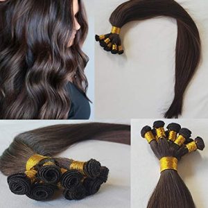 Hair Faux You 22 Inch Hand-Tied Remy Human Hair Extensions 8 Bundles 100g Darkest Brown