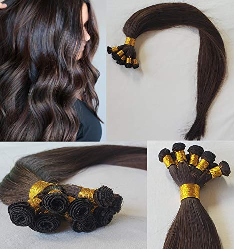 Hair Faux You 22 Inch Hand-Tied Remy Human Hair Extensions 8 Bundles 100g Darkest Brown