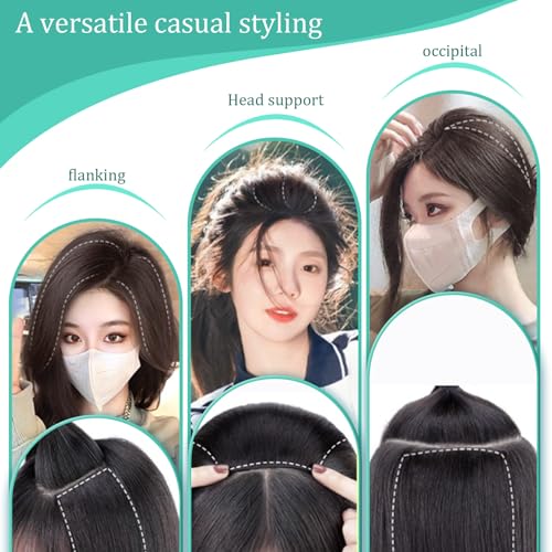 Hair Pieces for Thinning Hair 2PCS 9.8 Inch Invisible Hair Topper Thick Clip on Female Top Hair Pieces for Adding Hair Volume Invisible Hair Clips Thickened Fluffy Hair Piece Fluffy Hair Natural Blac - Image 7