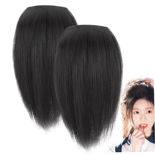 Hair Pieces for Thinning Hair 2PCS 9.8 Inch Invisible Hair Topper Thick Clip on Female Top Hair Pieces for Adding Hair Volume Invisible Hair Clips Thickened Fluffy Hair Piece Fluffy Hair Natural Blac - Image 5
